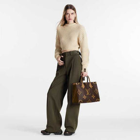 LV Monogram Reverse Tote Bag Red en cuir