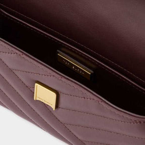 Sac TB Kira Chevron Flap Petit en Marron