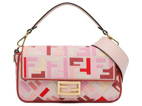 Sac à main Baguette brodé Zucca Fendi rose