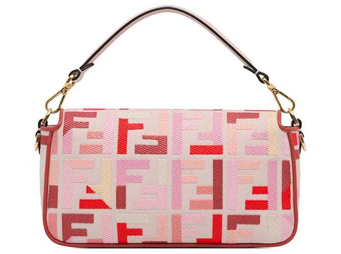 Sac à main Baguette brodé Zucca Fendi rose