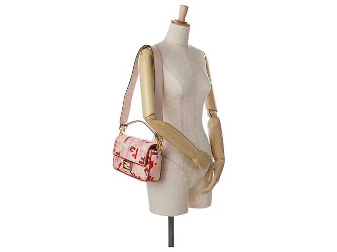 Sac à main Baguette brodé Zucca Fendi rose
