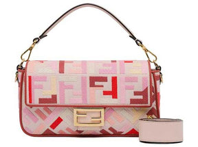 Sac à main Baguette brodé Zucca Fendi rose