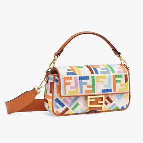 Fêndï Medium Baguette Bag In FF Motif Canvas Multicolor