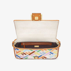 Fêndï Medium Baguette Bag In FF Motif Canvas Multicolor