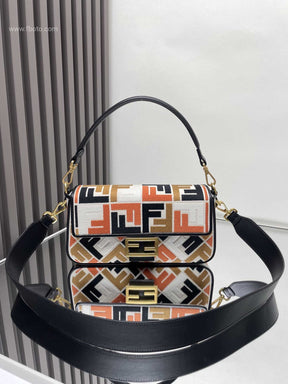 Fêndï Medium Baguette Bag In FF Motif Canvas Multicolor