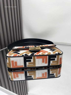 Fêndï Medium Baguette Bag In FF Motif Canvas Multicolor