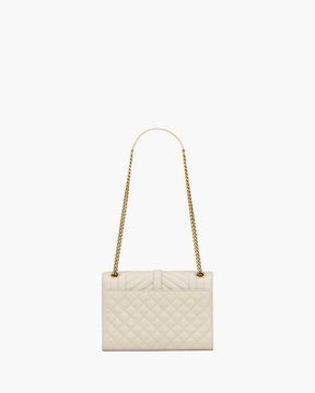 YSL ENVELOPE MEDIUM  d’agneau MATELASSÉ
BLANC VINTAGE