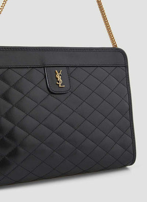 YSL Victoire Baby Clutch Shoulder Bag in Black