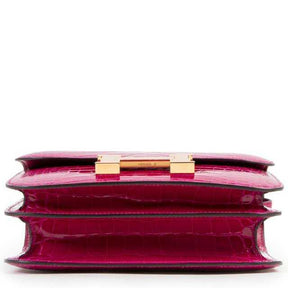 HRMS Constance 18 Mini Rose Pourpre Crocodile Niloticus GHW