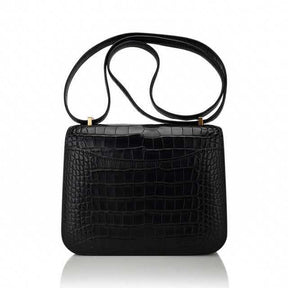 Sac Constance 18 Sac Alligator noir mat Quincaillerie or et miroir