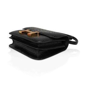 Sac Constance 18 Sac Alligator noir mat Quincaillerie or et miroir