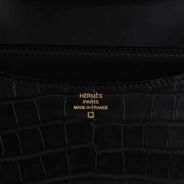 Sac Constance 18 Sac Alligator noir mat Quincaillerie or et miroir
