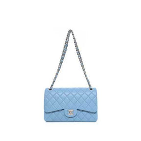 Sac porté épaule Jumbo Chanel Veau Caviar Bleu Clair
