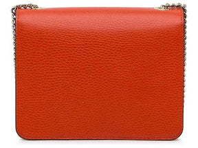 GG Sac à bandoulière orange à petit dollar entrelacé