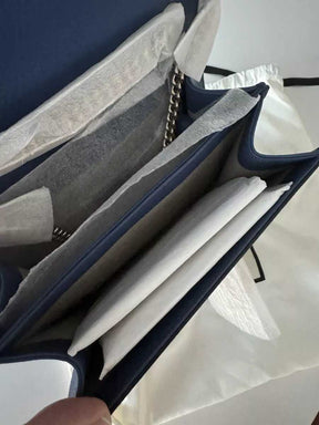 GG dollar veau bleu chaîne verrouillable sac à main