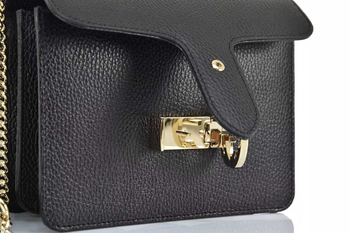 GG Sac Borsa a Mano Nera Donna Pelle Dollar Calf Logo Mod.