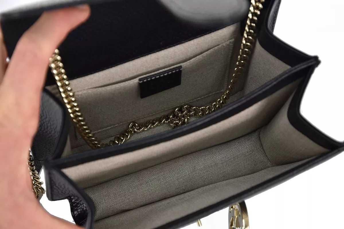 GG Sac Borsa a Mano Nera Donna Pelle Dollar Calf Logo Mod.
