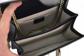 GG Sac Borsa a Mano Nera Donna Pelle Dollar Calf Logo Mod.