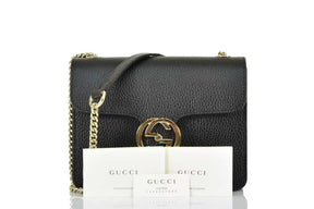 GG Sac Borsa a Mano Nera Donna Pelle Dollar Calf Logo Mod.