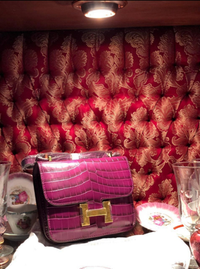 HRMS Constance 18 Mini Rose Pourpre Crocodile Niloticus GHW