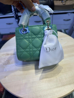 Diôr Green Cannage Micro Lady Dior Bag
