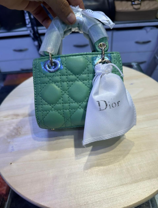 Diôr Green Cannage Micro Lady Dior Bag