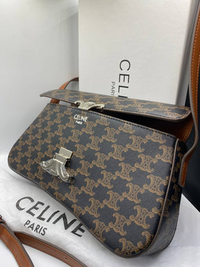 CÊLINË MEDIUM LOLA BAG in Triomphe Canvas and Calfskin