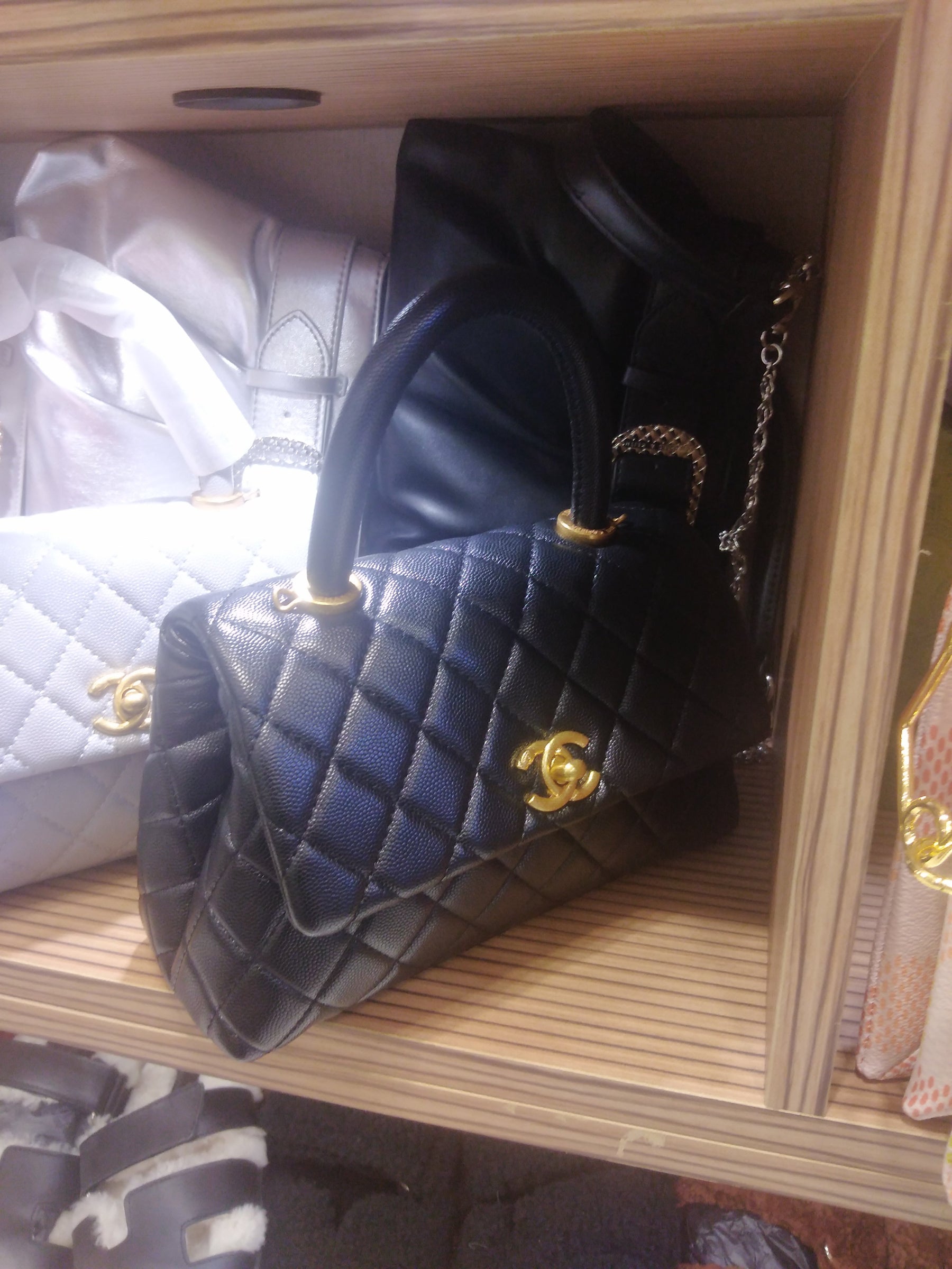 Sac bandoulière Coco Handle Ch@nel grainé Noir