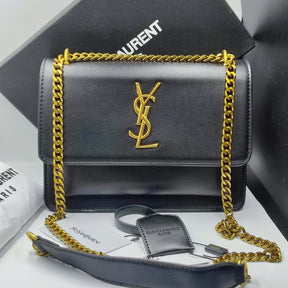 YSL Sunset medium cross-body bag black gold
