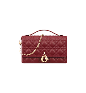 sac à main Dior Peau de mouton Cannage rouge cerise