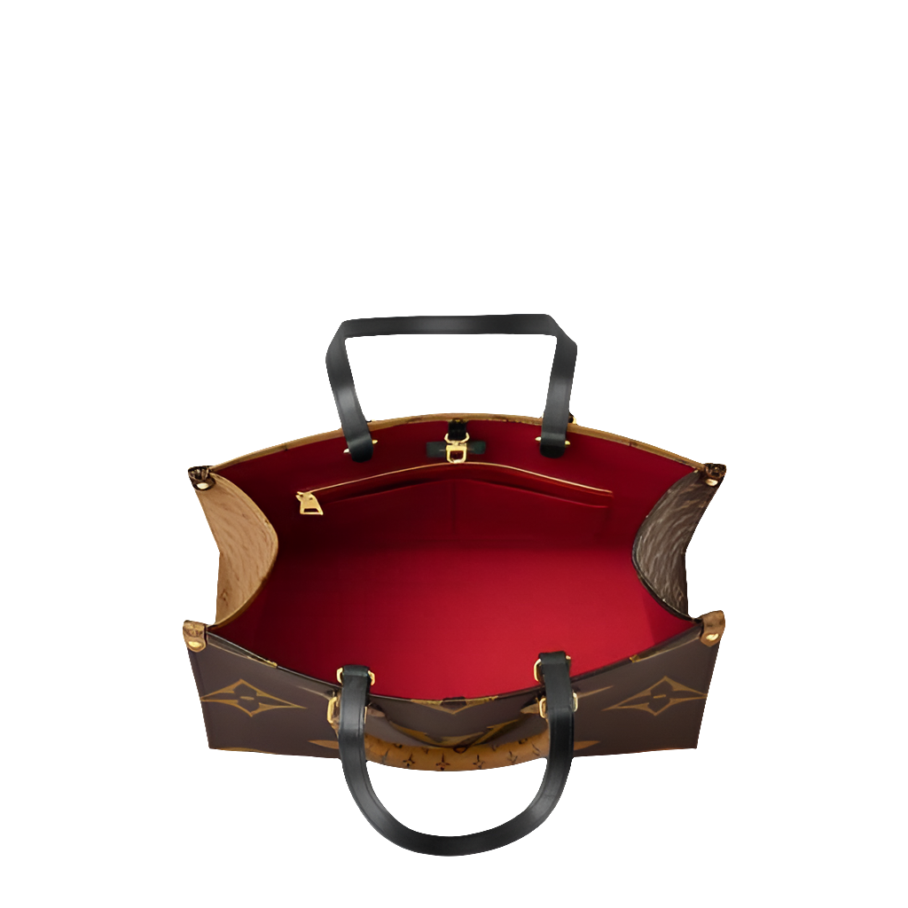 LV Monogram Reverse Tote Bag Red en cuir