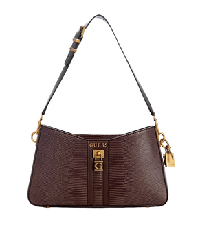 Ginevra Sac D'Epaule Effet Croco Marron