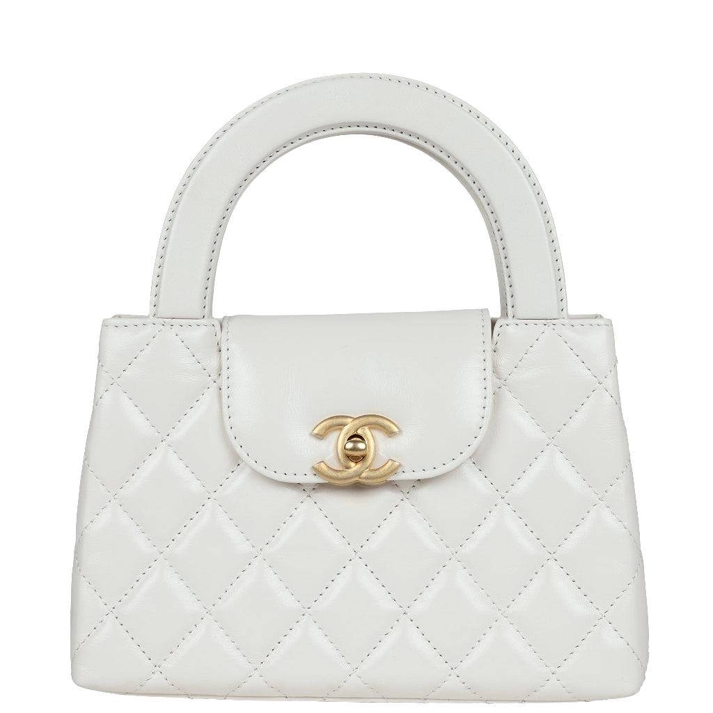 Petit sac cabas Kelly  de veau vieilli blanc brillant