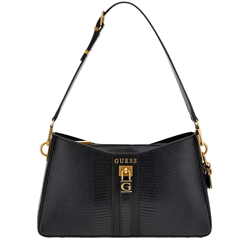 Ginevra Sac D'Epaule Effet Croco Noir