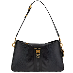 Ginevra Sac D'Epaule Effet Croco Noir