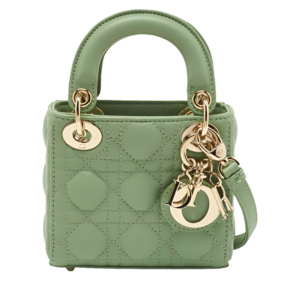 Diôr Green Cannage Micro Lady Dior Bag