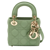 Diôr Green Cannage Micro Lady Dior Bag