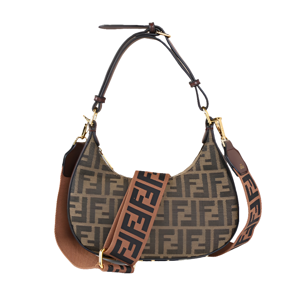 Sac Small en tissu jacquard FF marron