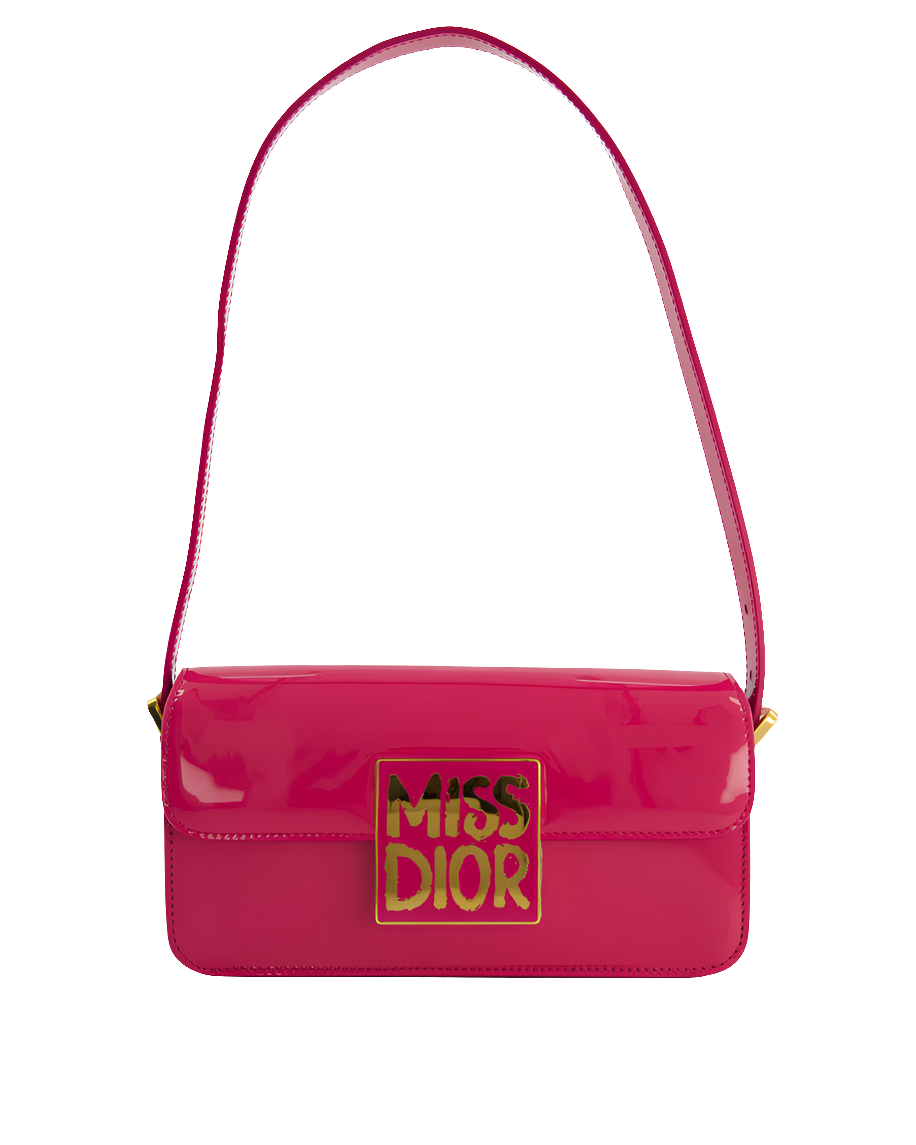 Sac bandoulière à rabat Mïss Diôr Fuchsia Christian Diôr de veau verni avec finitions dorées