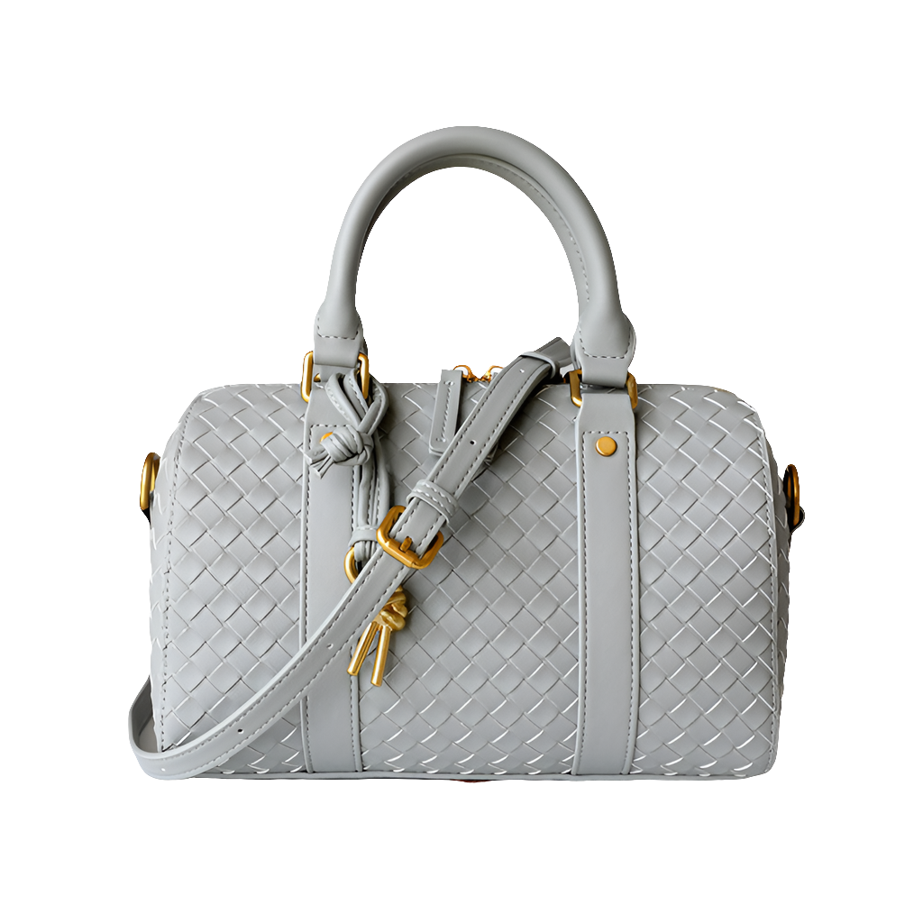 Sac à main Bôttëga Classic  gris à poignées supérieures entrelacées