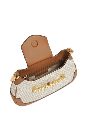 MK Petit sac à bandoulière avec logo signature Hally, Blanc/gland