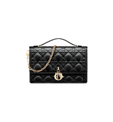 Sac Top Handle My Diôr 
d'agneau Cannage noir