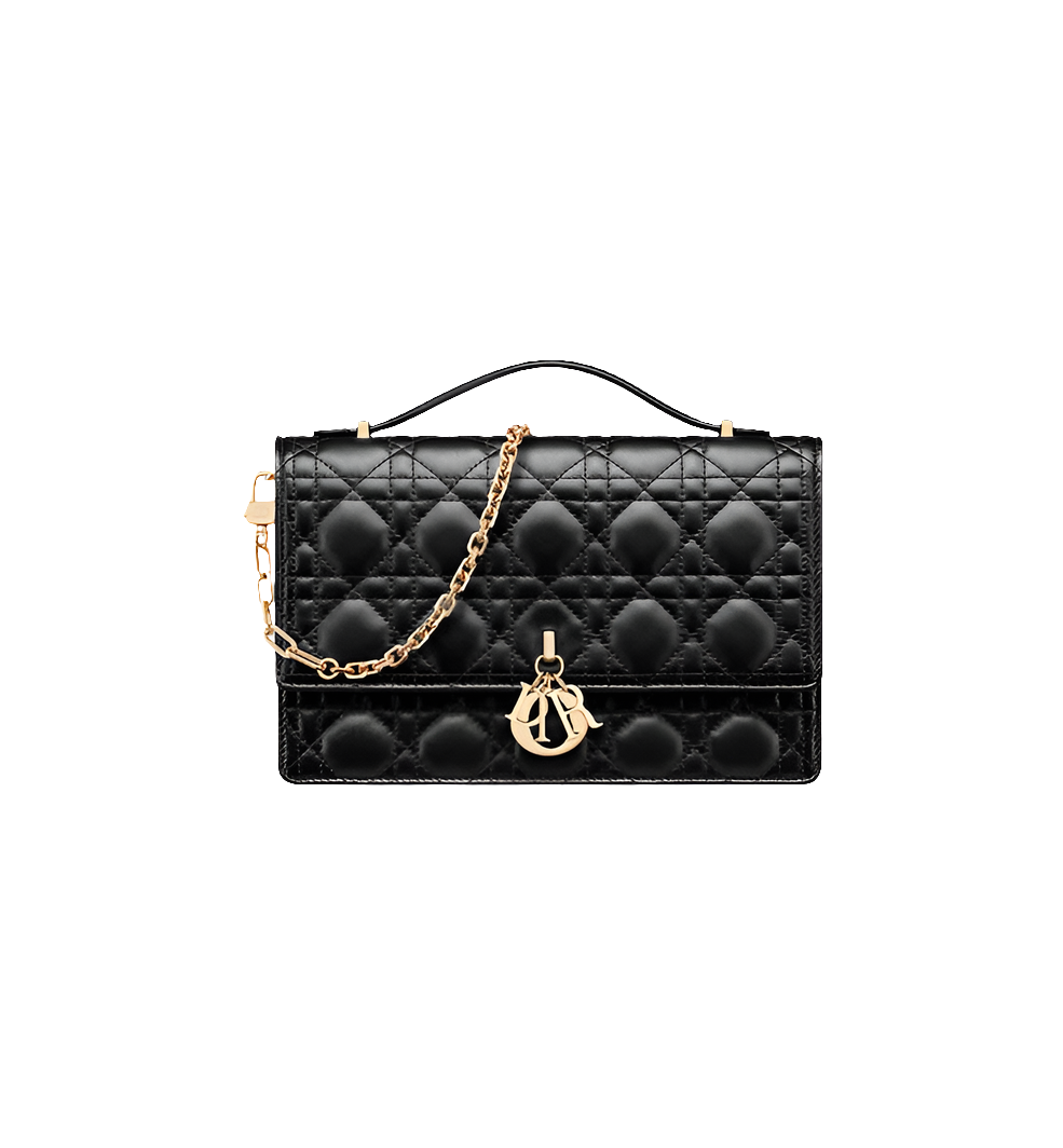 Sac Top Handle My Diôr 
d'agneau Cannage noir
