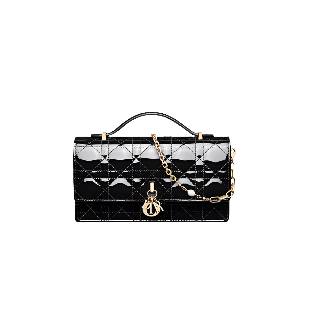 Mini sac My Diôr Cannage verni noir