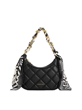 Mini sac matelassé à poignée foulard Alcott - Noir