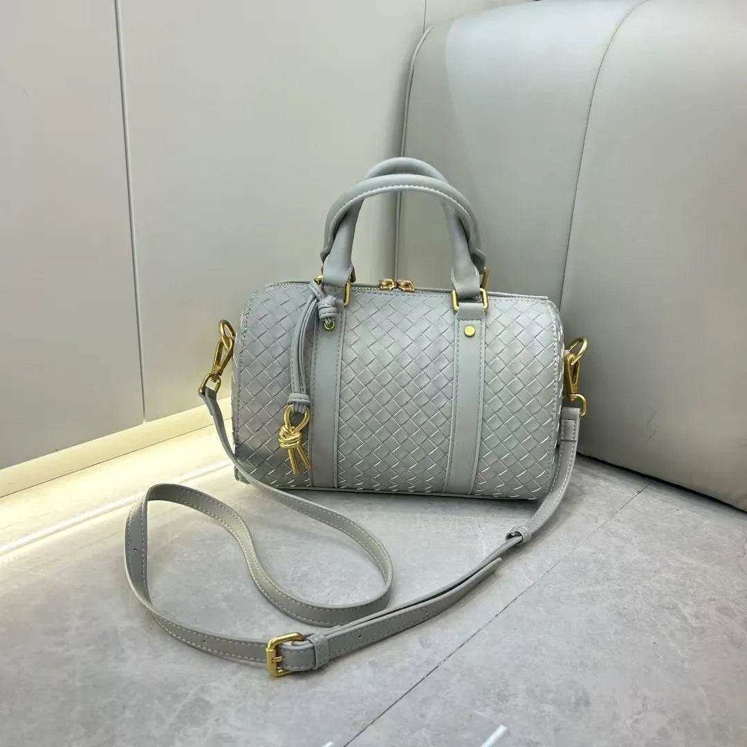 Sac à main Bôttëga Classic  gris à poignées supérieures entrelacées