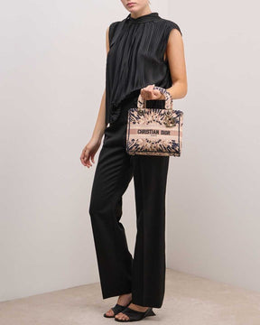 Dior Lady Medium en toile beige / multicolore