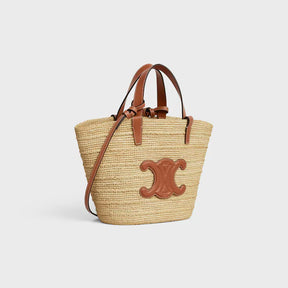 Celine Classic Panier petit modèle Souple Raphia et veau