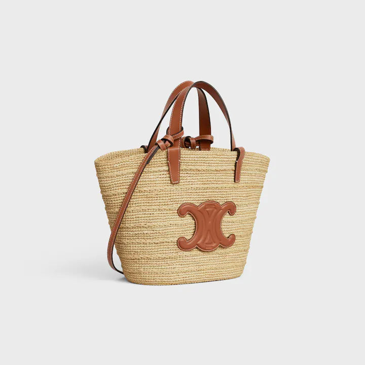 Celine Classic Panier petit modèle Souple Raphia et veau