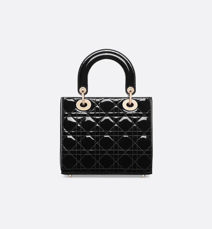 Sac Ladÿ Diôr Small
de veau Cannage verni noir